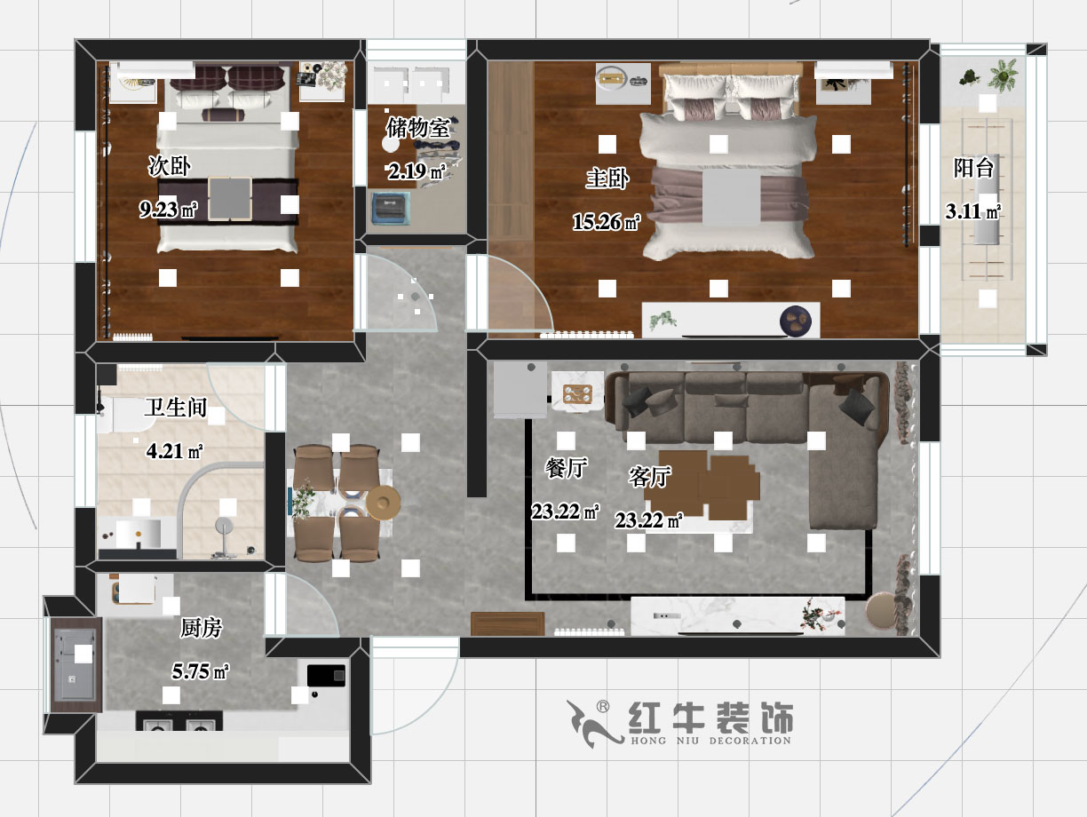 张智猿_九华山2号201-80㎡-简约风格_2室2厅1卫（旧房装修）_成品家￥115756_全包11